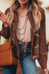 Floral Embroidered Wide Wale Corduroy Button Front Patch Pocket Jacket